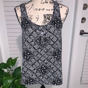 Pink Rose Black & White Floral Blouse - Medium